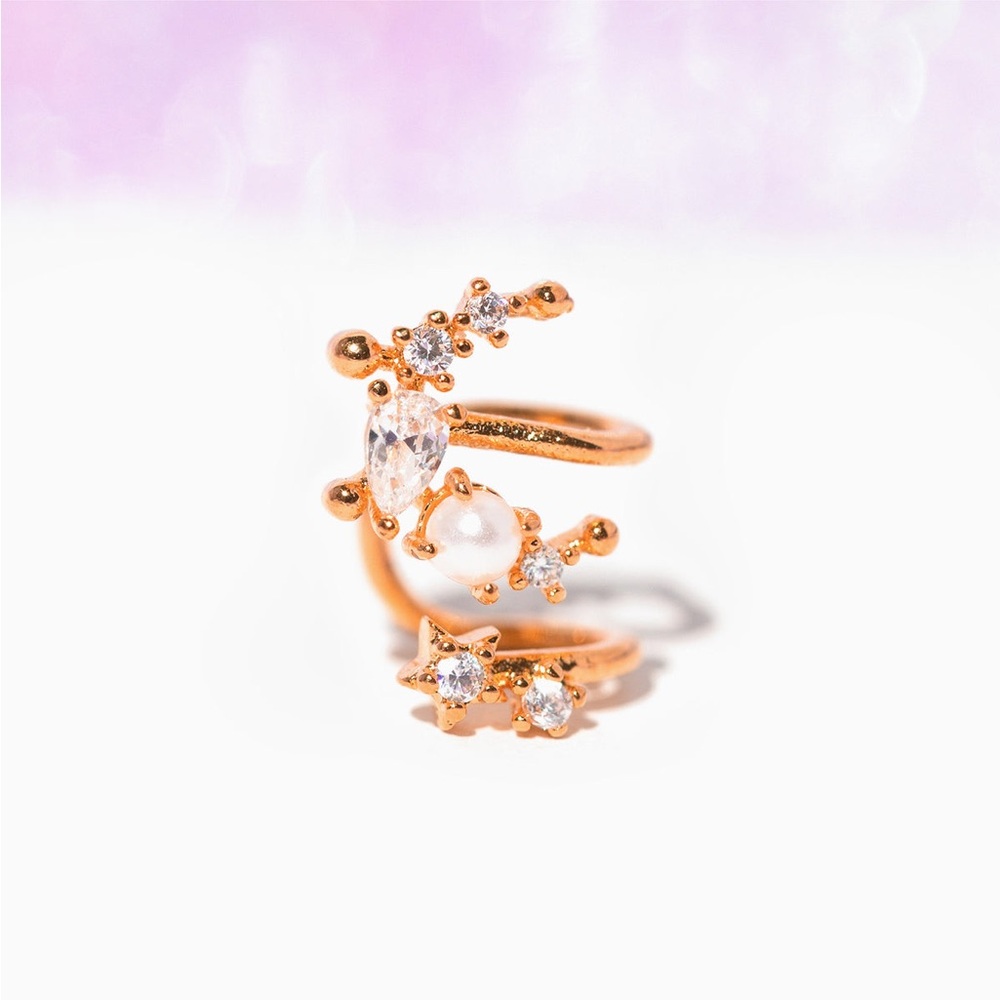 Girls Crew Rose Gold Moonlight Ear Cuff Crystal Pearl CZ